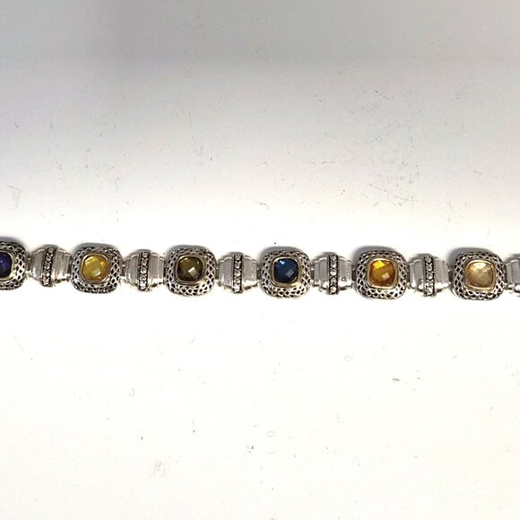 VTG Art Deco Revival Bracelet  Silver-Tone Faux Rhinestones 7.5" Magnetic Clasp - Picture 6 of 6